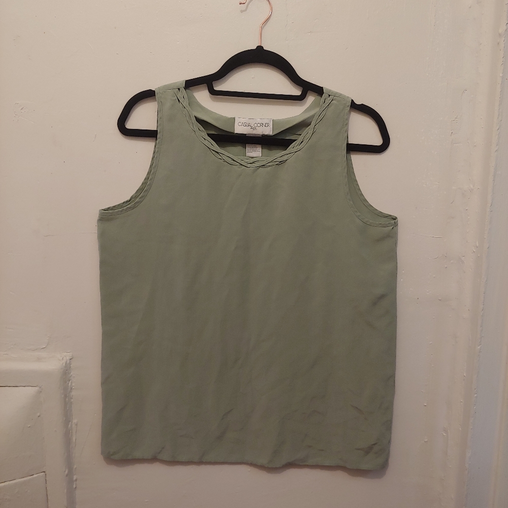 Casual Corner Sage Green 100% Silk Top